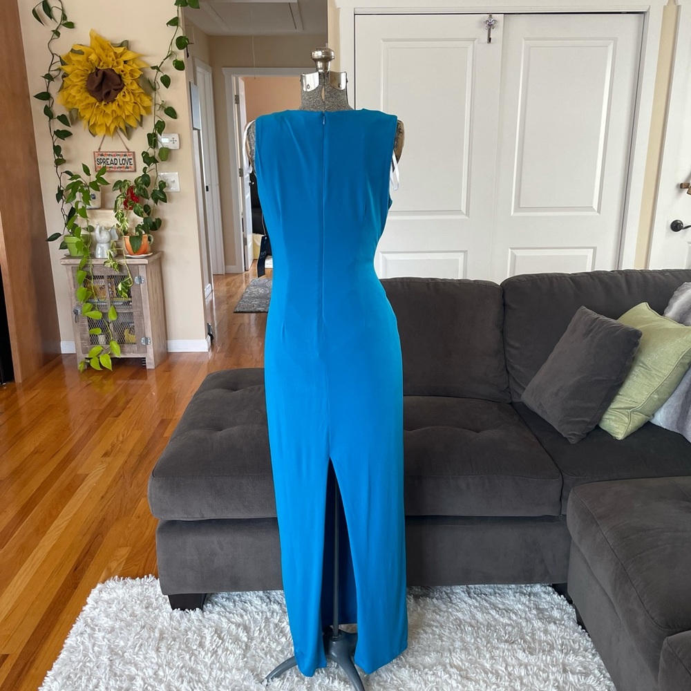 CHAPS BLUE MAXI DRESS WITH CINCHED WAIST - Picture 4 of 7